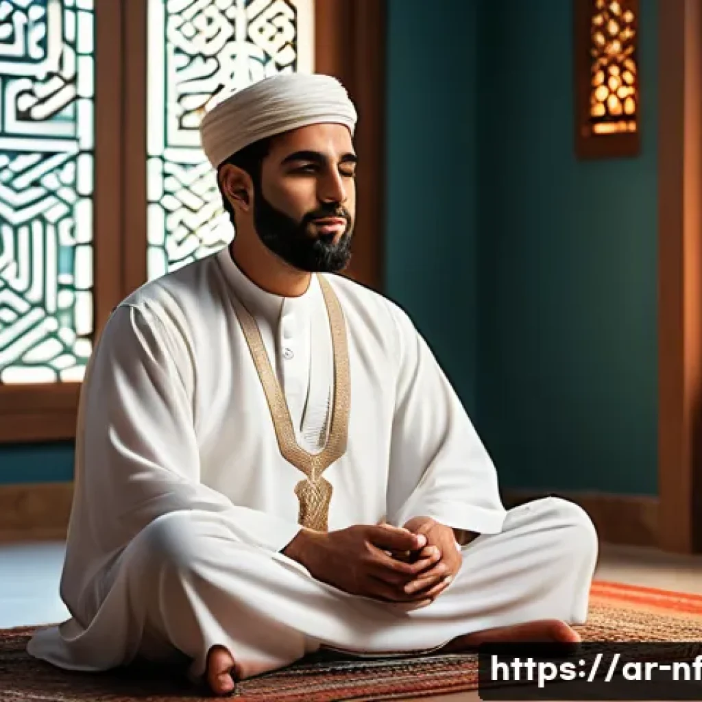 좌절 감정의 생리적 반응 이해하기 - A detailed and culturally resonant scene depicting an Arab adult male sitting calmly in a traditiona...