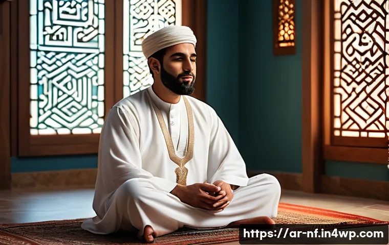 좌절 감정의 생리적 반응 이해하기 - A detailed and culturally resonant scene depicting an Arab adult male sitting calmly in a traditiona...